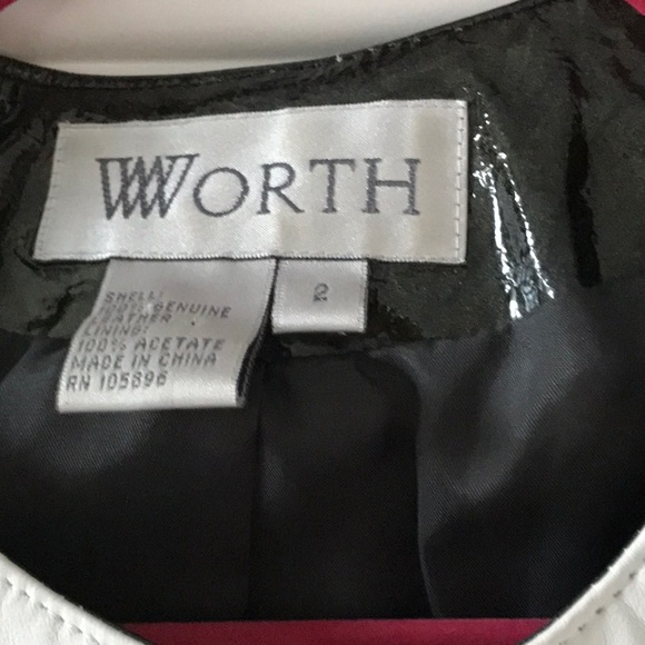 Worth black and white leather and patent leather jacket 2 - Picture 2 of 2